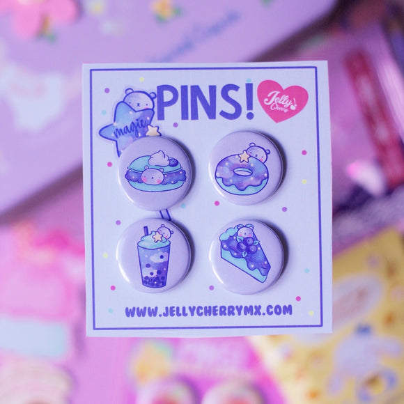 Set de pins postres azul
