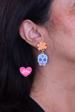 Aretes calaverita mexicana azul