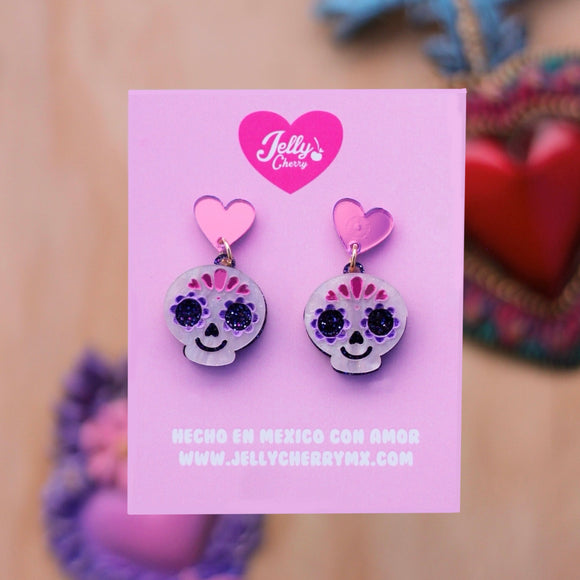 Aretes calaverita de azúcar