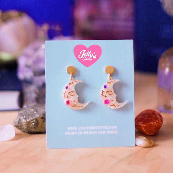 Aretes luna perlada