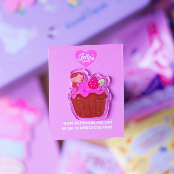 Pin acrílico cupcake chocolate
