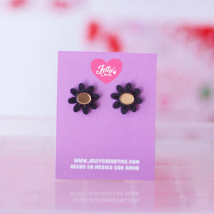 Aretes flor negra