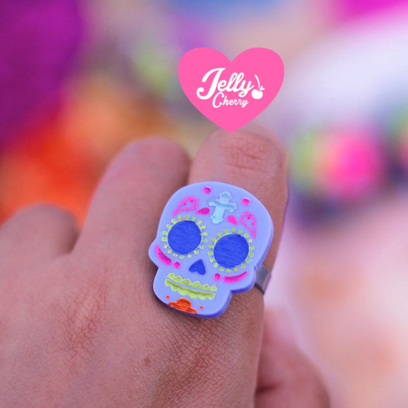 Anillo calaverita mexicana azul Mariano