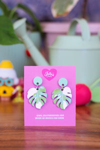 Aretes Monstera Albo variegada