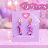 Elige tu número Aretes Vela de cumpleaños