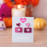 Aretes papel picado rosa
