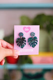 Aretes hoja de monstera deliciosa