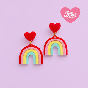 Aretes arcoíris cálidos