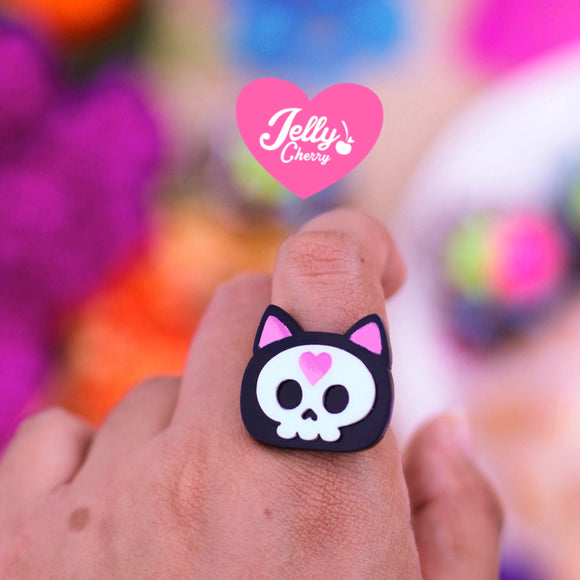 Anillo gatito calavera
