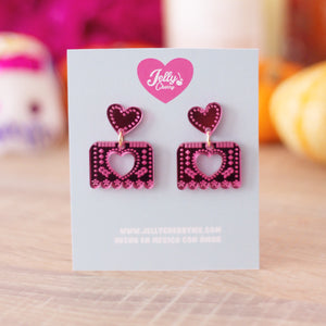 Aretes papel picado rosa