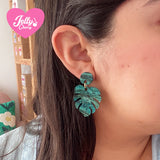 Aretes hoja de monstera deliciosa