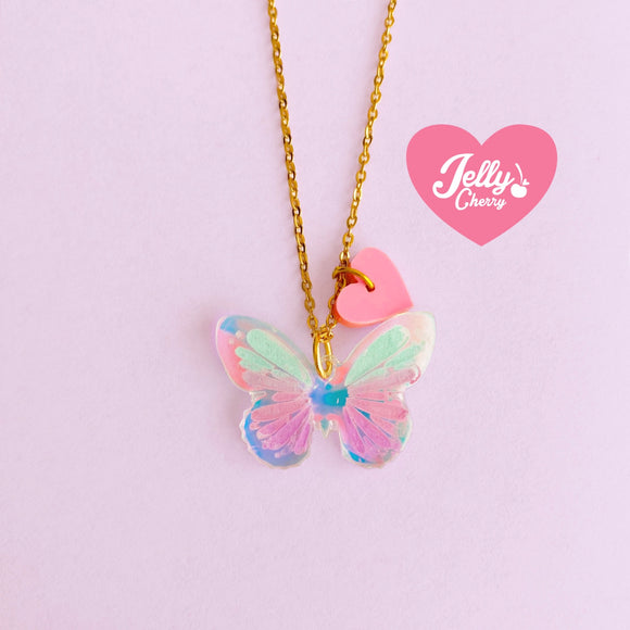 Collar mariposa iridiscente