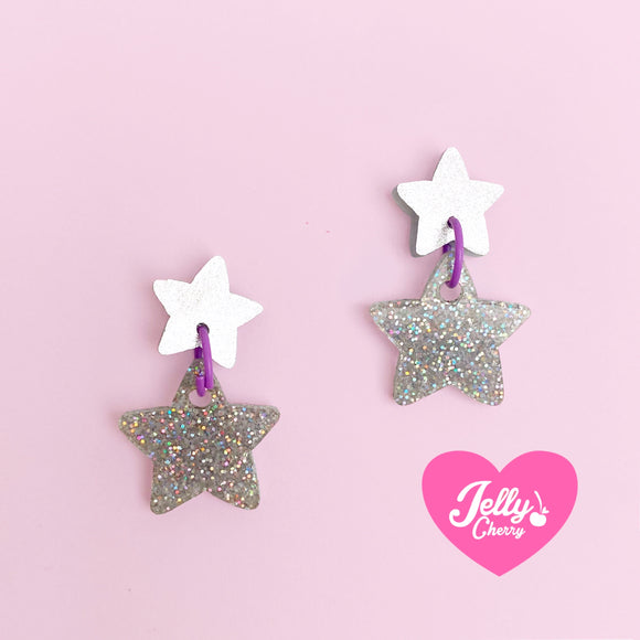 Aretes estrella plateado