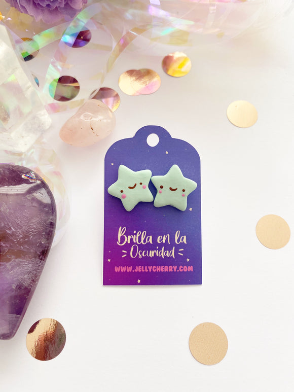Aretes estrella menta