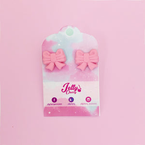 Aretes moño rosa