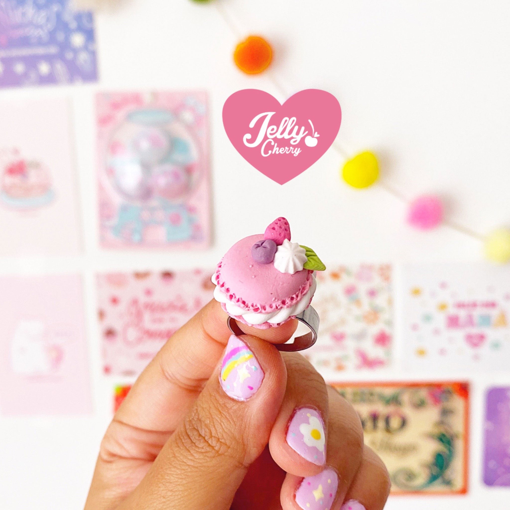 Anillo macarron rosa – Jelly Cherry Accesorios, image size:2048x2048