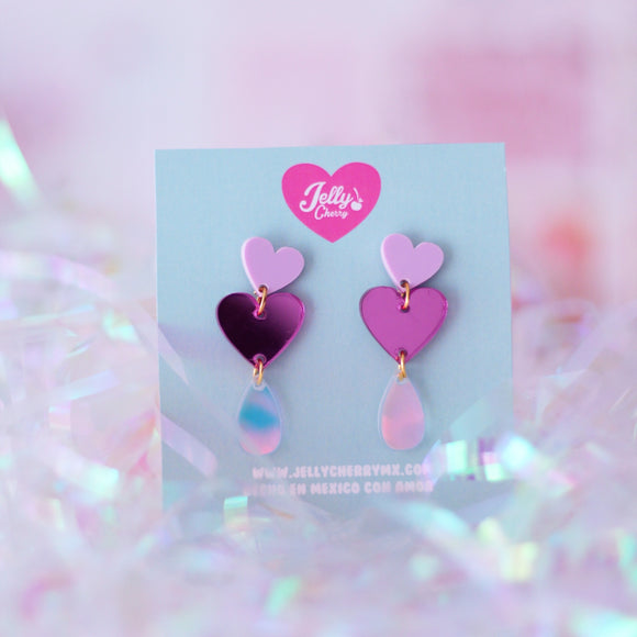 Aretes corazón de gota