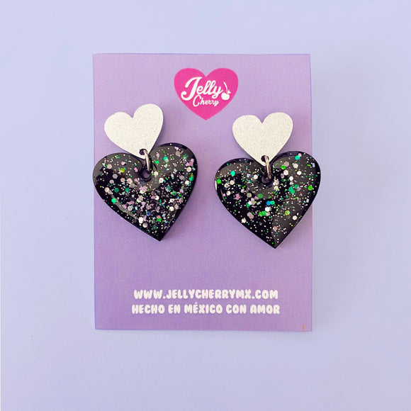 Aretes glitter negro