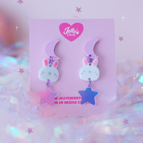 Aretes conejo en la luna
