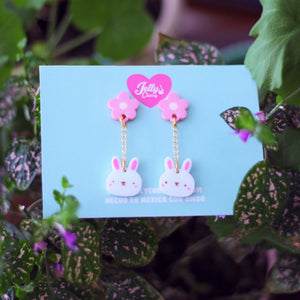 Aretes largos de conejo