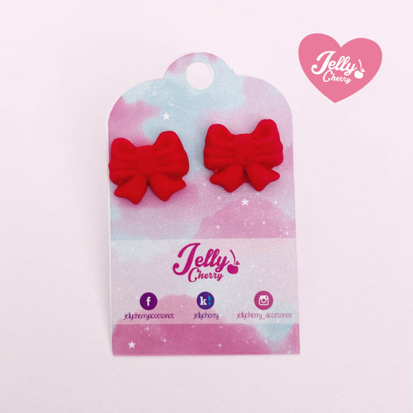 Aretes de moñito rojo